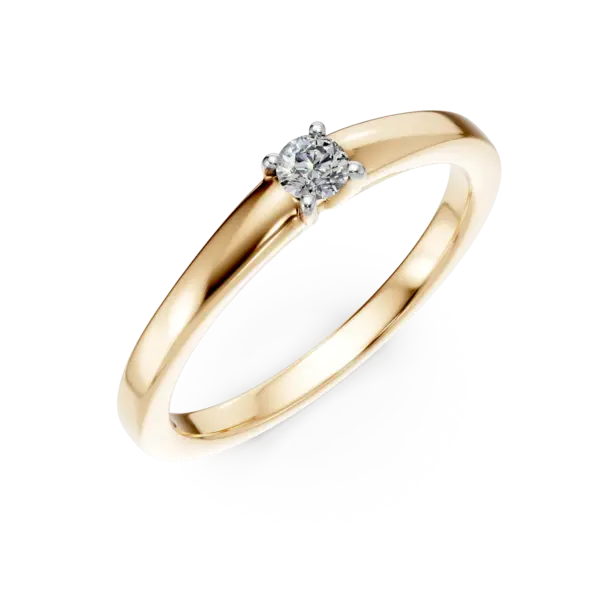 Inel de logodna din aur galben cu diamant solitaire de 0.09ct