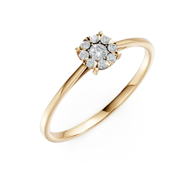 Inel de logodna din aur galben cu diamante de 0.1ct