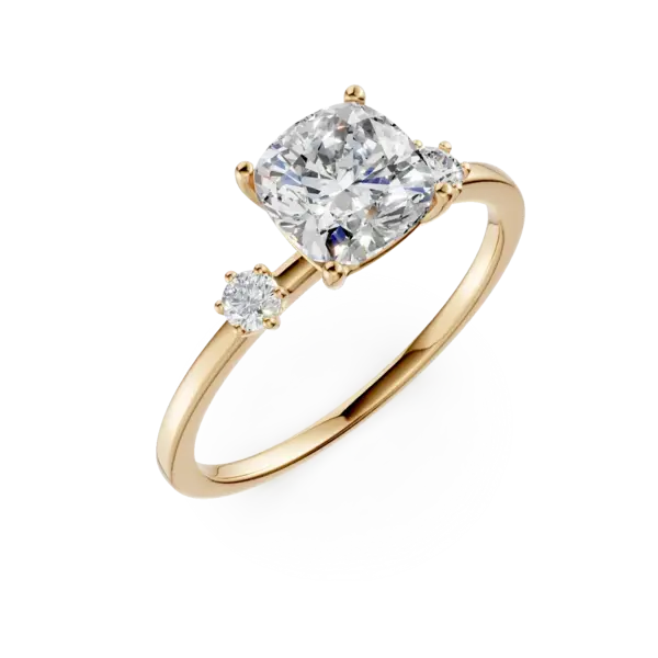 Inel de logodna din aur galben cu o zirconia solitaire si zirconii pave