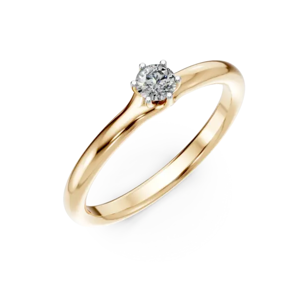 Inel de logodna din aur galben cu un diamant solitaire de 0.14ct
