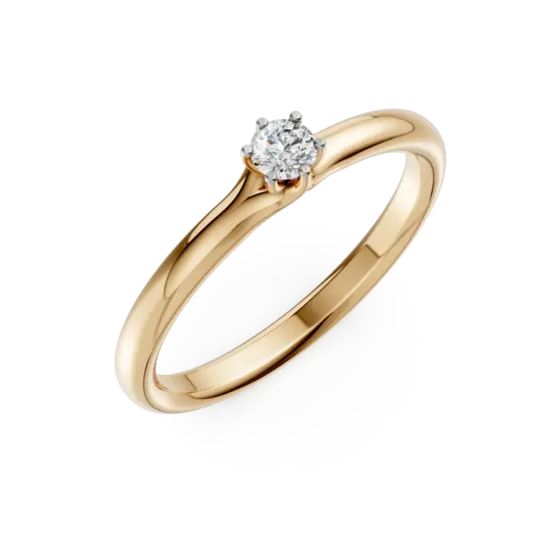 Inel de logodna din aur galben cu un diamant solitaire de 0.11ct