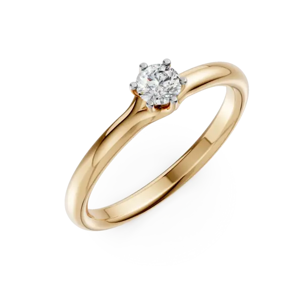 Inel de logodna din aur galben cu un diamant solitaire de 0.19ct
