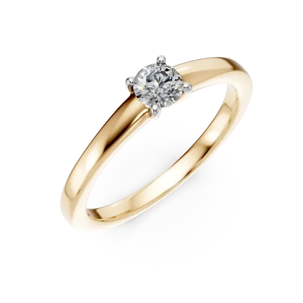 Inel de logodna din aur galben cu un diamant solitaire de 0.2ct