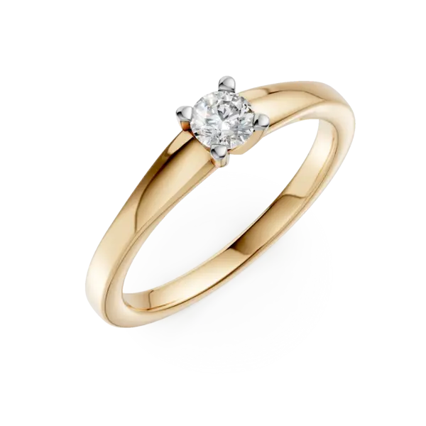 Inel de logodna din aur galben cu un diamant solitaire de 0.195ct