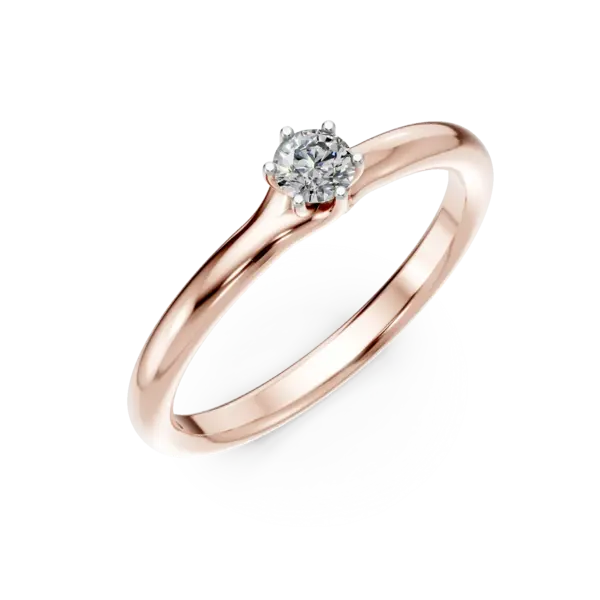 Inel de logodna din aur roz cu diamant de 0.145ct