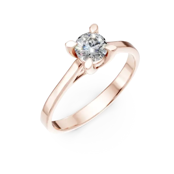 Inel de logodna din aur roz cu diamant de 0.3ct