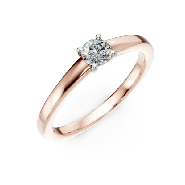 Inel de logodna din aur roz cu diamant solitaire de 0.2ct