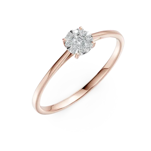 Inel de logodna din aur roz cu diamante de 0.104ct