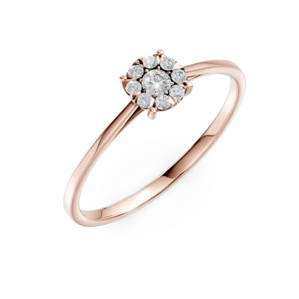 Inel de logodna din aur roz cu diamante de 0.15ct