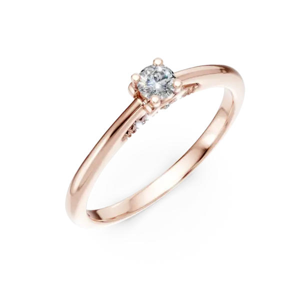 Inel de logodna din aur roz cu diamante de 0.1ct