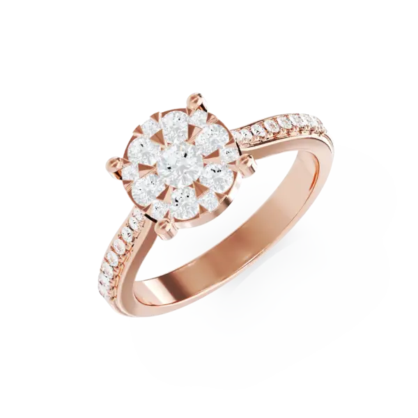 Inel de logodna din aur roz cu diamante de 0.49ct