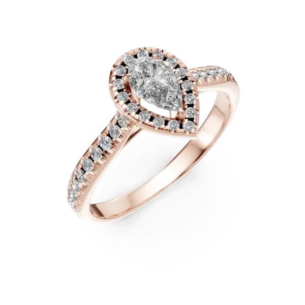 Inel de logodna din aur roz cu diamante pear si rotunde de 0.7ct
