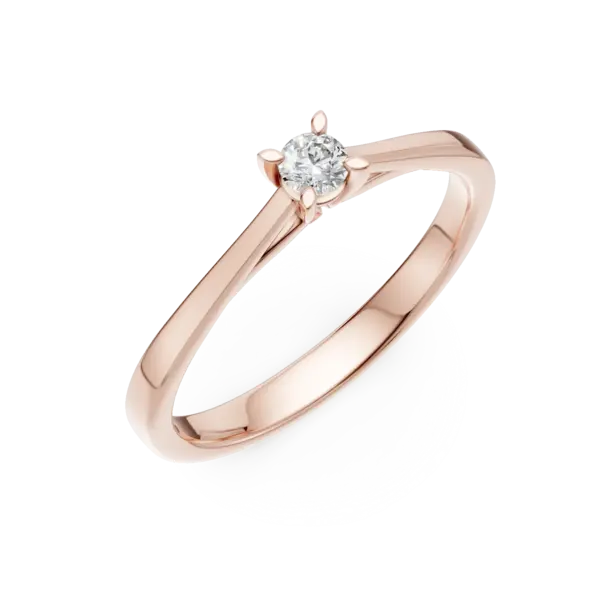 Inel de logodna din aur roz cu un diamant solitaire de 0.15ct