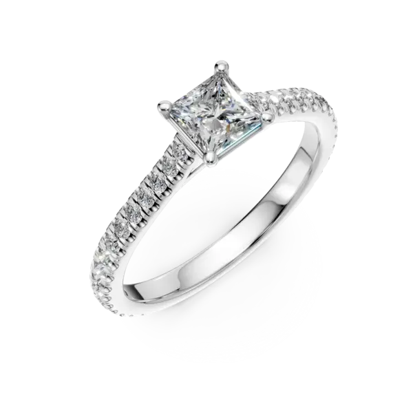 Inel de logodna din platina cu diamant de 0.6ct si diamante de 0.18ct