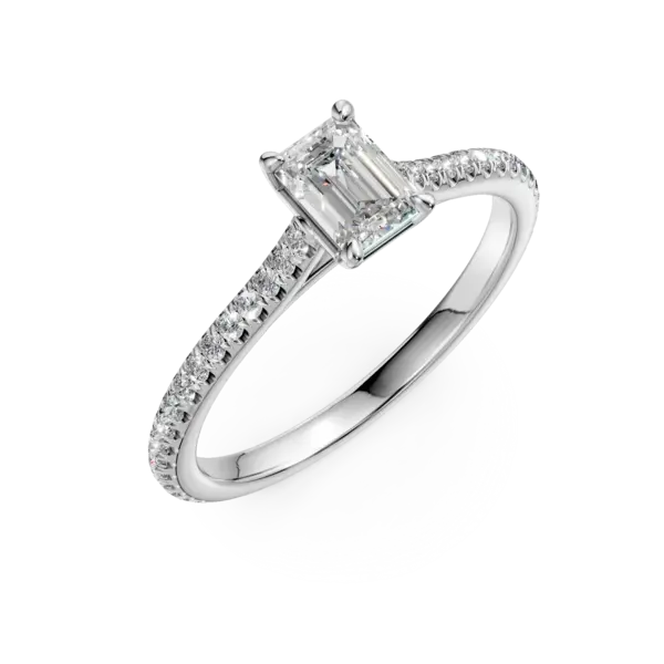 Inel de logodna din platina cu diamant emerald de 0.5ct si diamante de 0.2ct