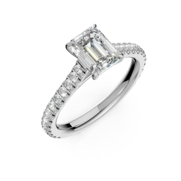 Inel de logodna din platina cu diamant emerald de 1.5ct si diamante de 0.33ct