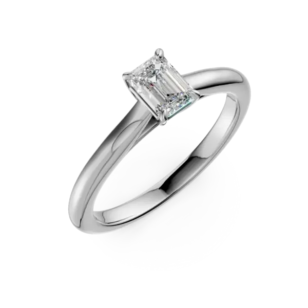 Inel de logodna din platina cu un diamant emerald solitaire de 0.5ct
