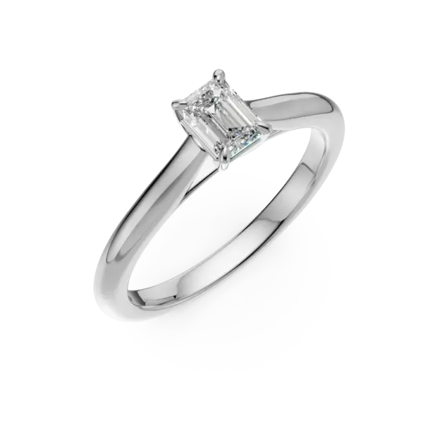 Inel de logodna din platina cu un diamant emerald solitaire de 0.4ct