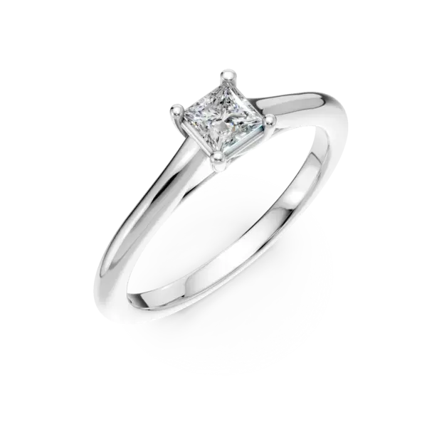 Inel de logodna din platina cu un diamant princess solitaire de 0.3ct