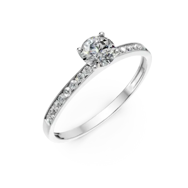 Inel de logodna solitaire pave din aur alb cu zirconii