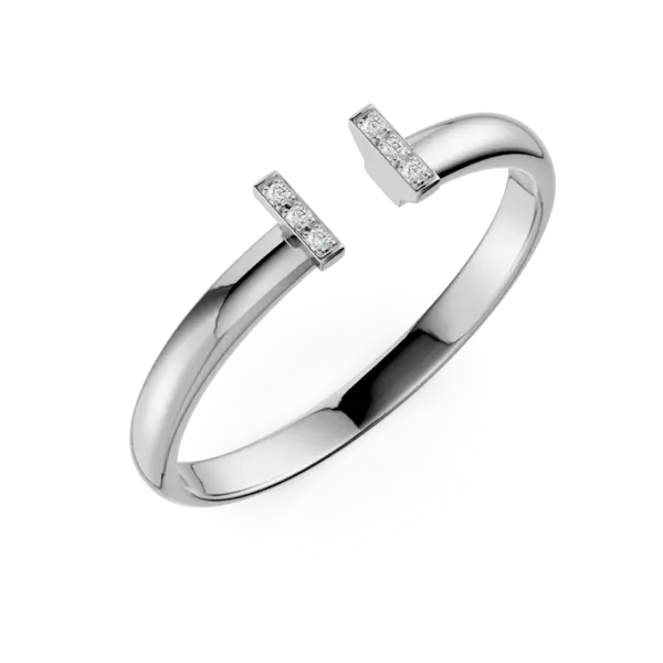 Inel deschis din aur alb cu diamante de 0.01ct