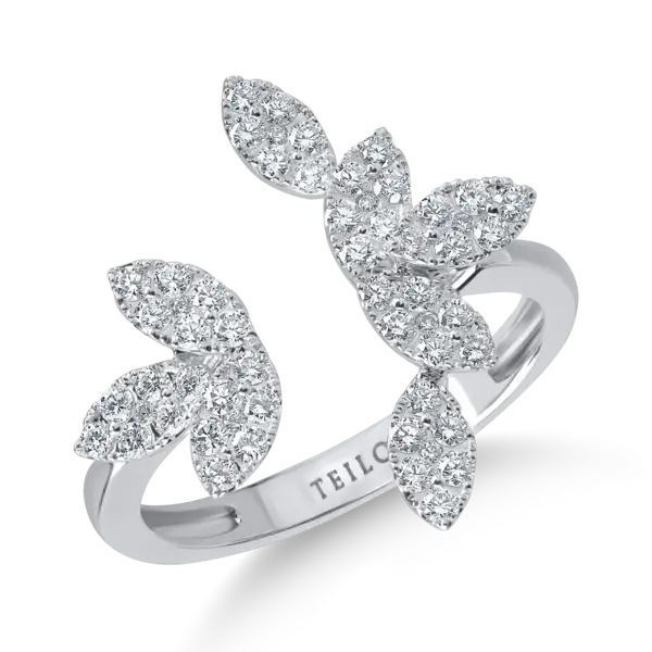 Inel deschis din aur alb cu diamante de 0.51ct