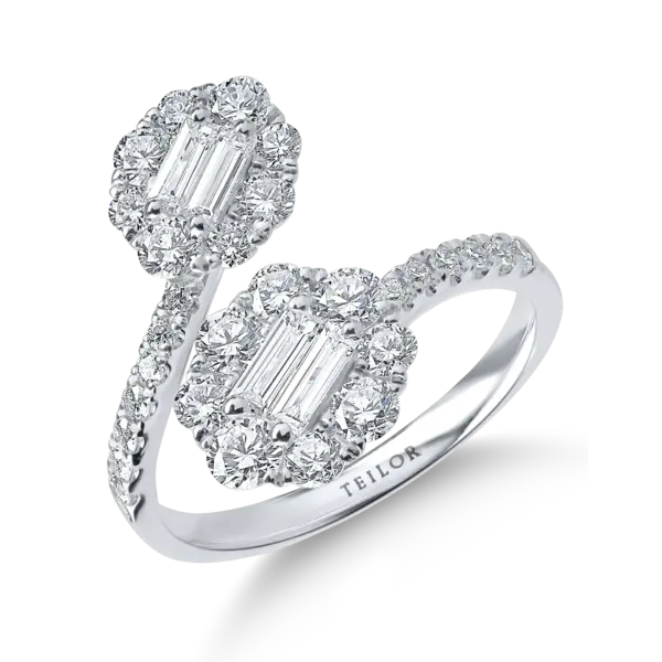 Inel deschis din aur alb cu diamante de 1.4ct