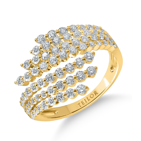Inel deschis din aur galben cu diamante de 1.24ct