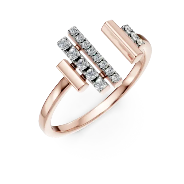 Inel deschis din aur roz cu diamante de 0.1ct