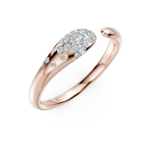 Inel deschis minimalist din aur roz cu diamante de 0.2ct