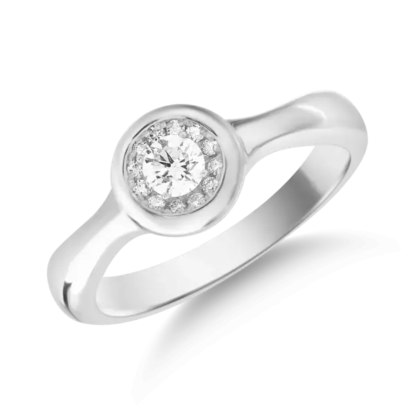 Inel din aur alb cu diamant de 0.04ct si diamante de 0.02ct