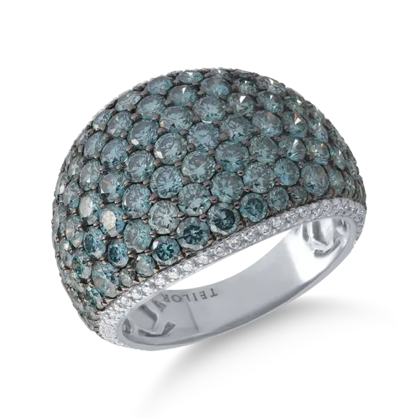 Inel din aur alb cu diamante albastre de 4.05ct si diamante transparente de 0.26ct