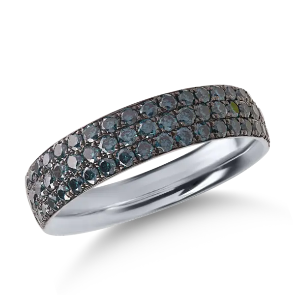 Inel din aur alb cu diamante albastre microsetting de 0.8ct