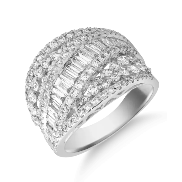 Inel din aur alb cu diamante baguette si rotunde de 2.18ct