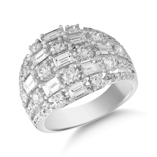 Inel din aur alb cu diamante baguette si rotunde de 2.7ct