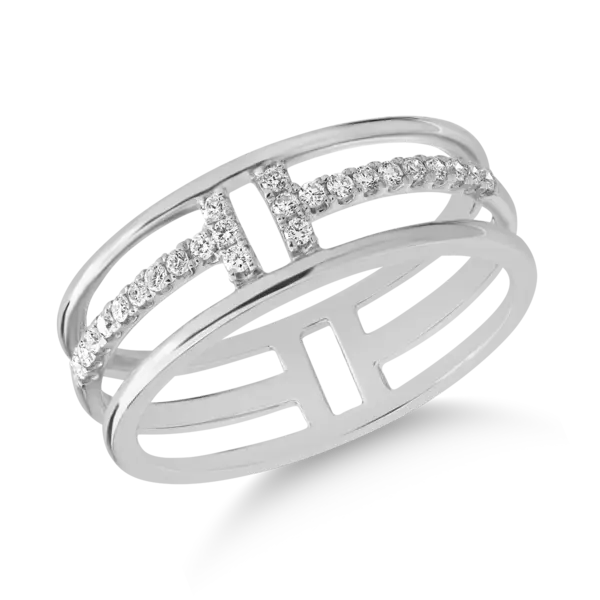 Inel din aur alb cu diamante de 0.15ct