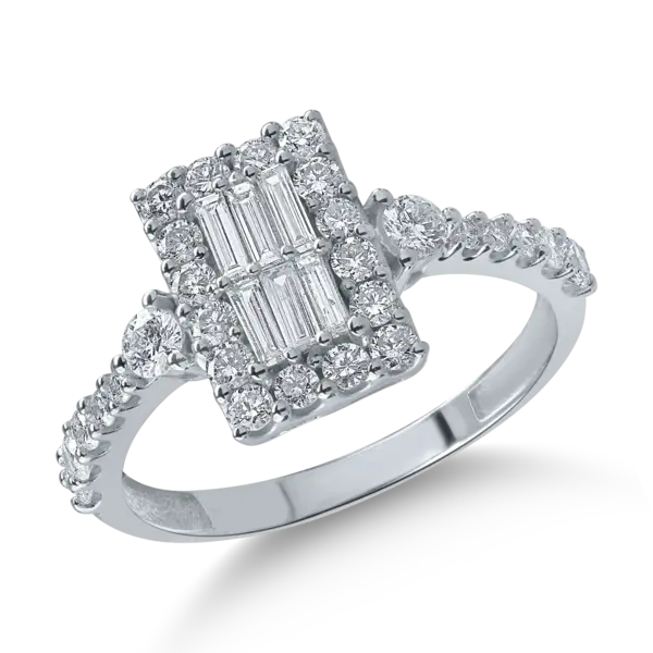 Inel din aur alb cu diamante de 0.8ct