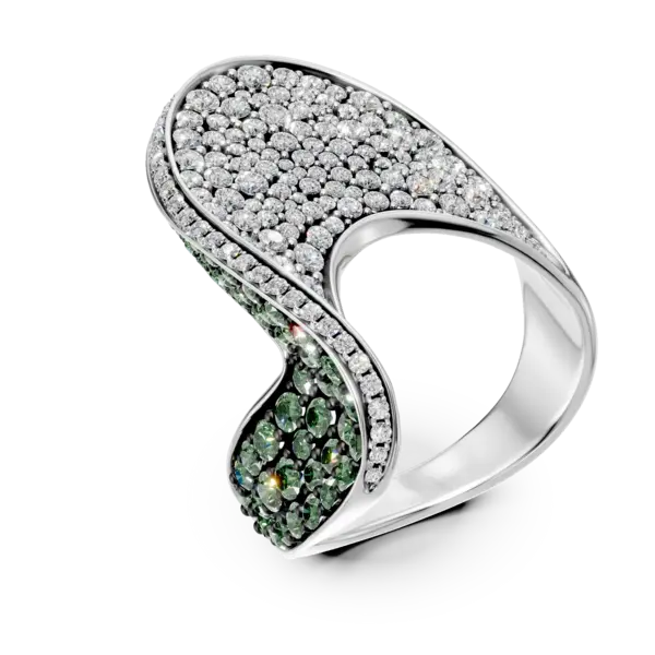 Inel din aur alb cu diamante de 1.57ct si tzavorite de 1.32ct