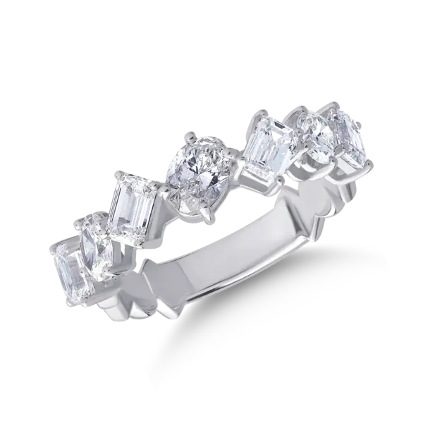 Inel din aur alb cu diamante emerald si ovale de 2.04ct
