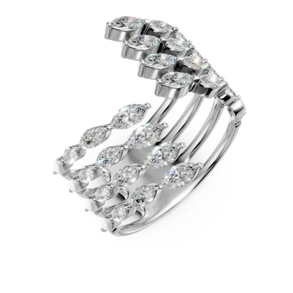 Inel din aur alb cu diamante marquise de 2.5ct