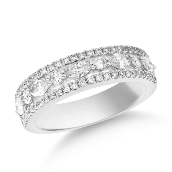 Inel din aur alb cu diamante marquise si rotunde de 0.89ct