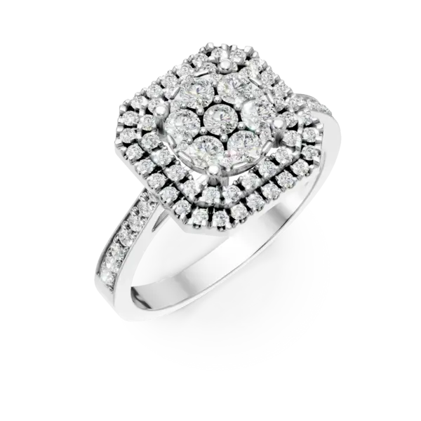 Inel din aur alb cu diamante microsetting de 0.6ct