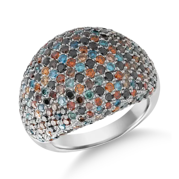 Inel din aur alb cu diamante multicolore de 4.08ct