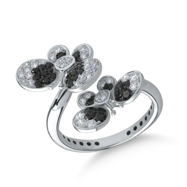 Inel din aur alb cu diamante negre de 0.43ct si diamante transparente de 0.47ct