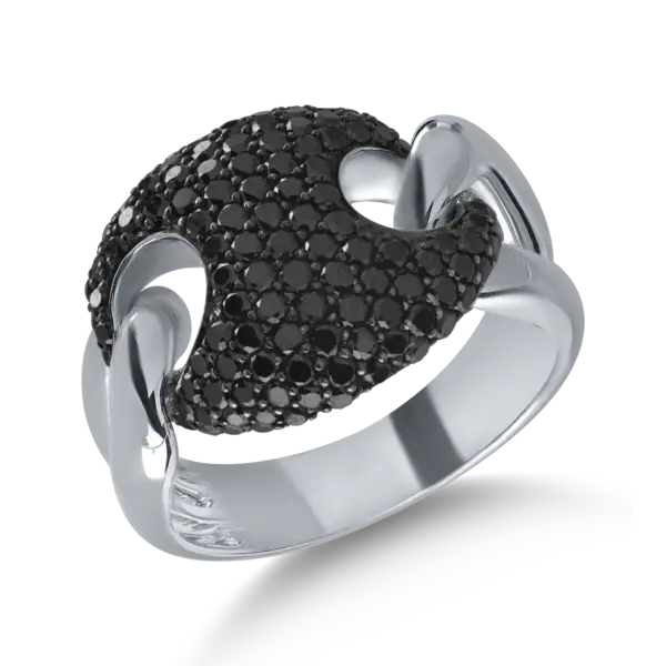 Inel din aur alb cu diamante negre de 1.55ct