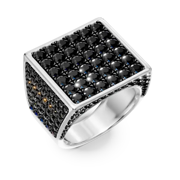 Inel din aur alb cu diamante negre de 2.9ct