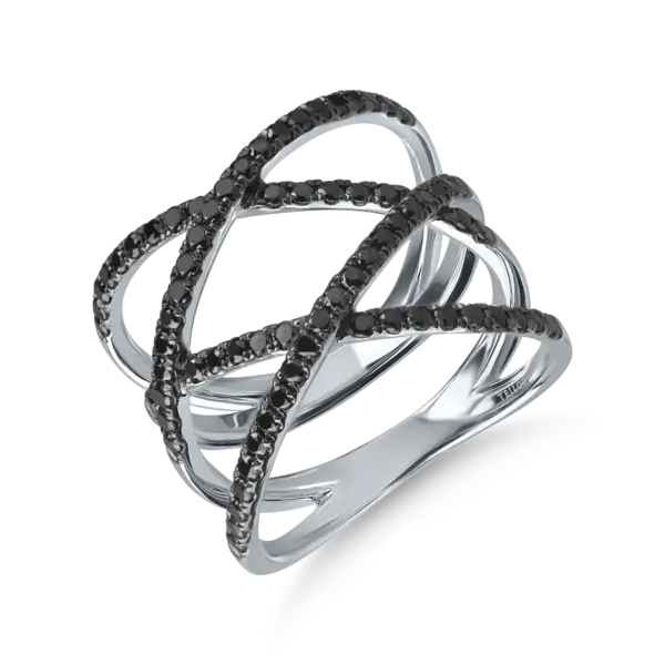 Inel din aur alb cu diamante negre microsetting de 0.7ct