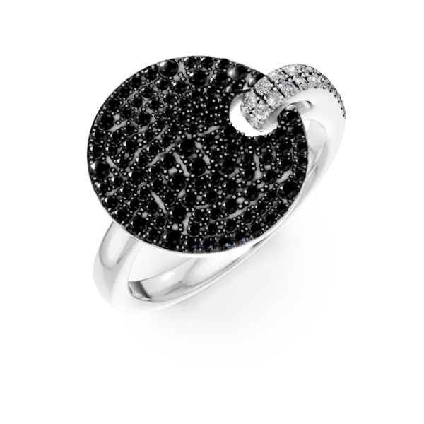 Inel din aur alb cu diamante negre si incolore de 0.87ct