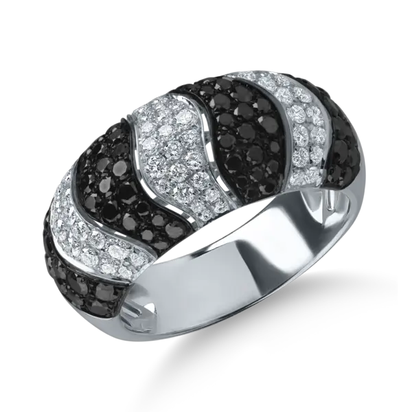 Inel din aur alb cu diamante negre si incolore de 1.61ct