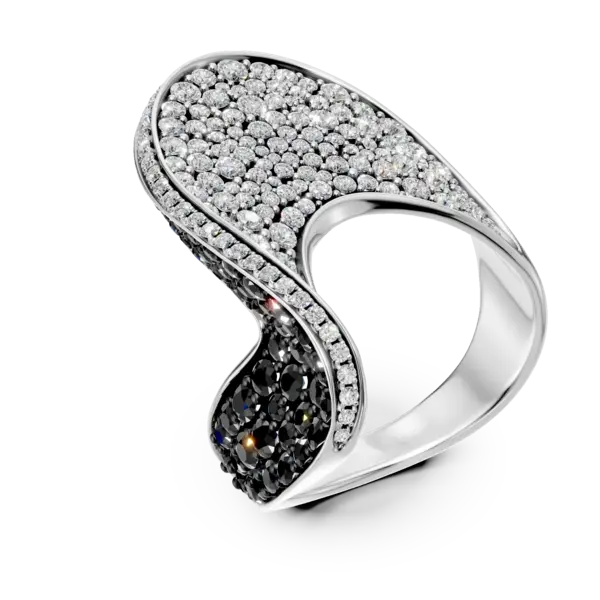 Inel din aur alb cu diamante negre si incolore de 2.9ct